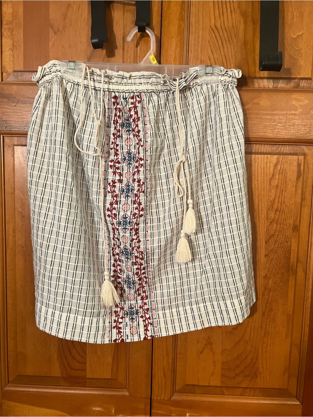 JGoods White Mini Skirt with Red & Blue Embroidery